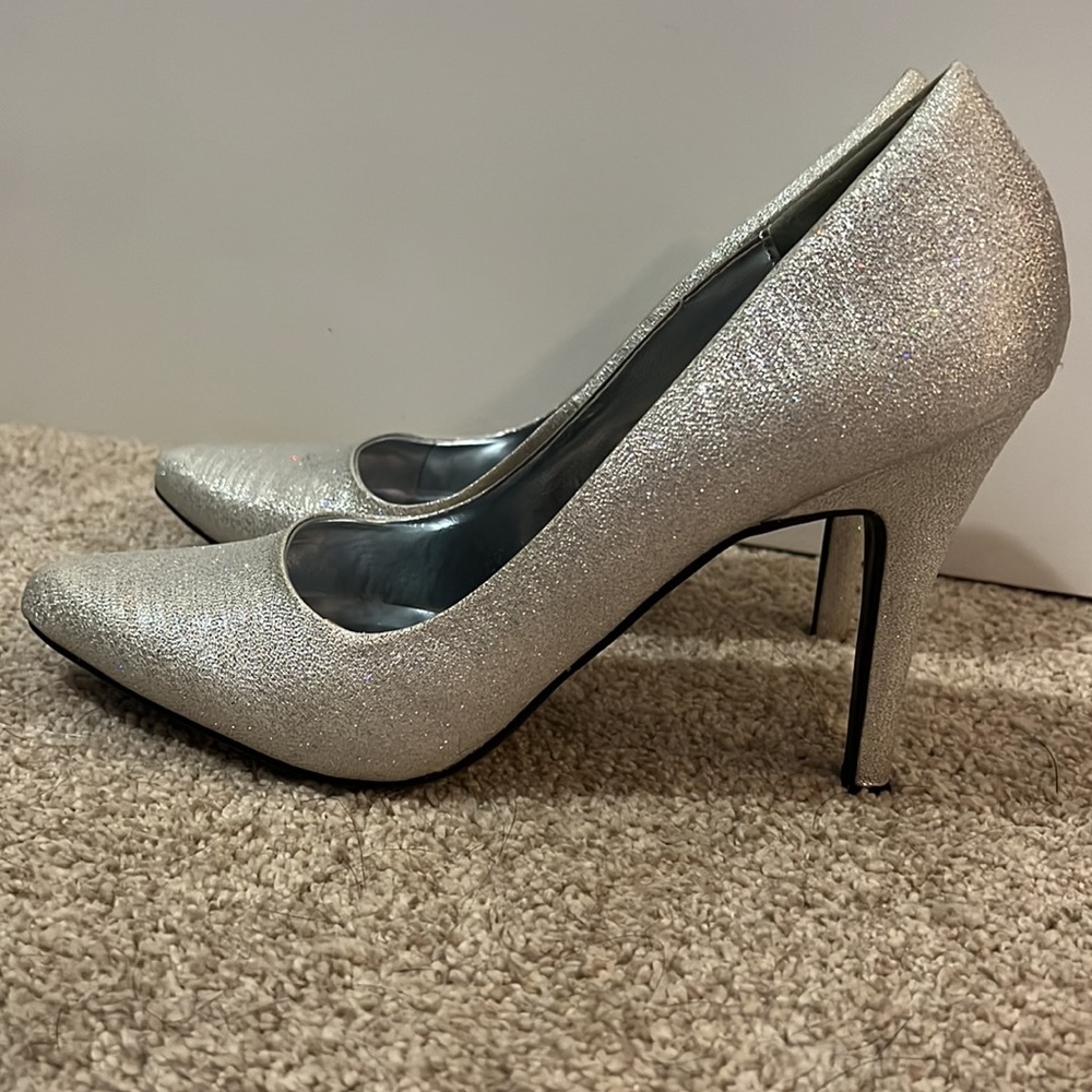 Silver Sparkly Heels from David’s Bridal, Size 9